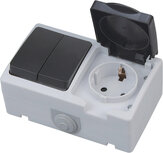 Buitenstopcontact - Serieschakelaar - Opbouw - Enkel/Dubbel - Geaard - Waterdicht IP54 | Nederland