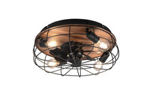 Reality Trondheim Plafondventilator 4x E27 10W Zwart / Hout