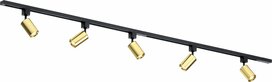 1-Fase Railverlichting - GU10 &ndash; 200cm &ndash; I-vorm - 5 spots - Railsysteem&ndash; Goud