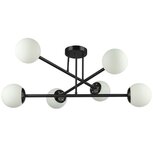 BALI - Plafondlamp - E27 Fitting x 6 - Zwart - Eetkamer - Keuken - Woonkamer - 77cm