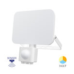 Braytron - LED Bouwlamp / Schijnwerper - met bewegings sensor - 30w - CCT - Aanpasbare licht kleuren - 3000K,4000K,6000K - Waterdicht IP65 -Wit