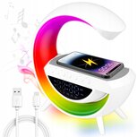 G -  Led Tafellamp / Nachtlamp RGB gaming-bureaulamp SPEAKER RADIO INDUCTIELADER KLOK - Wit - 235mm