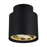 HARIET C - Opbouwspot - Rond - GU10 Fitting - 1 Lichtpunt - past over centraaldoos - Zwart / Goud kleur - plafondspot - Spotjes voor woonkamer, slaapkamer of keuken