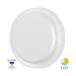 Bulkhead -LED Plafondlamp - 3IN1 Microwave Bewegingssensor - Aanpasbare kleur CCT - 18w - 2020 Lumen - Wit - IP65 - 222mm