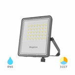 Braytron - LED Bouwlamp / Schijnwerper - 30w - CCT - Aanpasbare licht kleuren - 3000K,4000K,6000K - Waterdicht IP65 - Grijs
