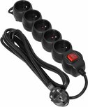 ORNO Stekkerdoos - Verlengsnoer -Verlengkabel - Met randaarde - 5 stopcontacten - 5 x 2P+E met schakelaar - 3 meter - H05VV-F 1x1,5mm2, Imax=16A, Zwart max 3680 watt- VOOR Belgi&euml;