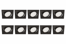 BONO Spot Armatuur 10 Pack - GU10 Inbouwspot - Vierkant - Zwart - Aluminium - Kantelbaar 88x88mm
