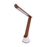 GIBON Bureaulamp - LED - 8W - CCT Aanpasbare lichtkleuren - 2700K/ 4000K/ 6500K - Telefoonhouder - Wit/Bruin