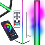 LED-vloerlamp - hoekmodel - APP - 140 CM - RGB CCT + afstandsbediening - Zwart
