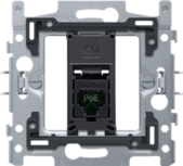 1 RJ45-AANSLUITING UTP CAT. 5E, KLAAR VOOR POE++, VLAKKE UITVOERING, INCL. SOKKEL 60 X 71 MM MET KLAUWBEVESTIGING