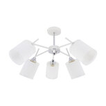 ANDERS Plafondlamp met 5 x E27 Fitting - Wit/Chrome - Glas - Dia. 600mm