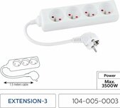 Stekkerdoos - Verlengsnoer-Verlengkabel - Met Penaarde - 4x 2P+E ,1.5 meter H05VV-F 1x1,5mm2, Imax=16A, wit max 3680 watt VOOR BELGIE