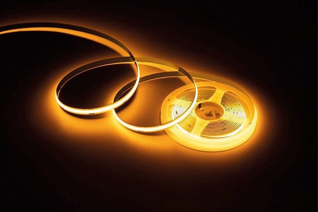 LED Strip COB - 24V - 5 Meter - 2200k - Amber - 10w/m - 960 Lumen / m - met 24v 60w adapter