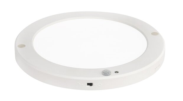 Martha LED Plafondlamp met Bewegingssensor + Dag en Nacht Sensor - 18W - Helder/Koud Wit 6400K - 360&deg; Zichthoek - Opbouw/Inbouw - Rond - Mat Wit