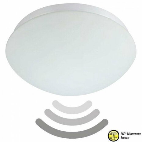 HOROZ  LED Plafondlamp met Bewegingssensor - 360&deg; Sensor - E27 Fitting - Opbouw - Ovaal - Mat Wit - Glas