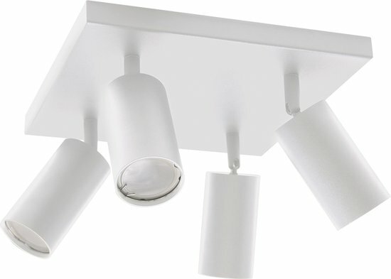 Modern Plafond Spot - Keuken/woonkamer/Slapkamer Lamp - 4 x GU10 Fitting Armatuur - Vierkant - Wit