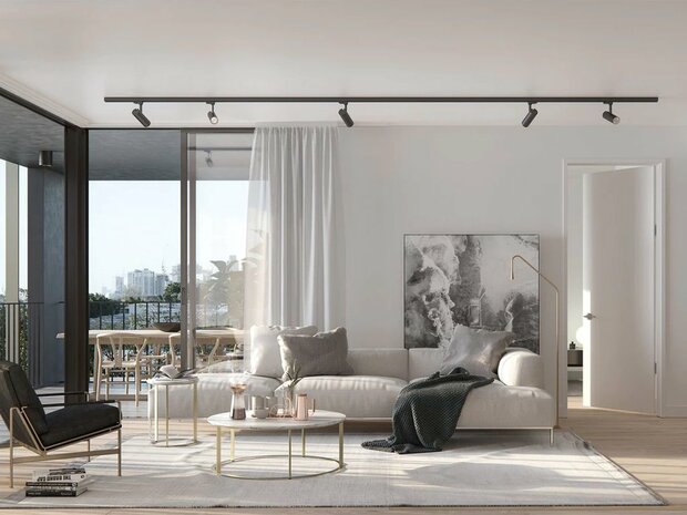 Rail verlichting set van 5 Rail Armatuur GU10 Fitting - 5w Led - L:2m - Zwart