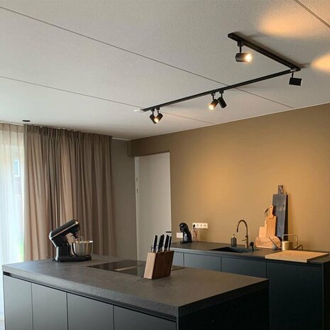 Rail verlichting Hoek set van 6 Rail Armatuur met GU10 Fitting - 6 x 5w Led GU10 - L:3m - Zwart