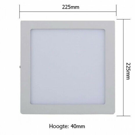 LED Downlight - Opbouw Vierkant 18W - Natuurlijk Wit 4200K - Mat Zwart Aluminium - 225mm