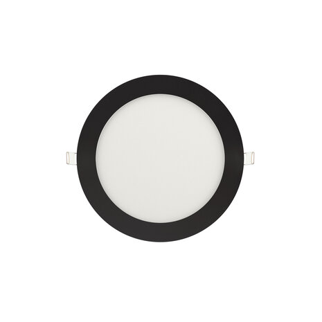 LED Downlight Slim - Inbouw Rond 18W - Helder/Koud Wit 6400K - Mat Zwart Aluminium - &Oslash;225mm