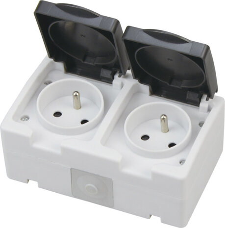 HOROZ  Buitenstopcontact - Opbouw - Dubbel - Geaard - Waterdicht IP54 | Belgi&euml;