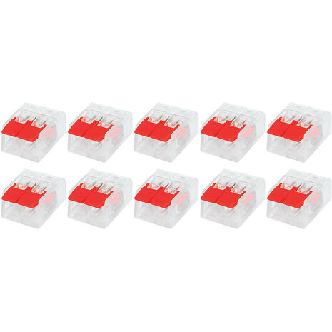 Lasklem Set 10 Stuks - 2 Polig met Klemmetjes - Rood
