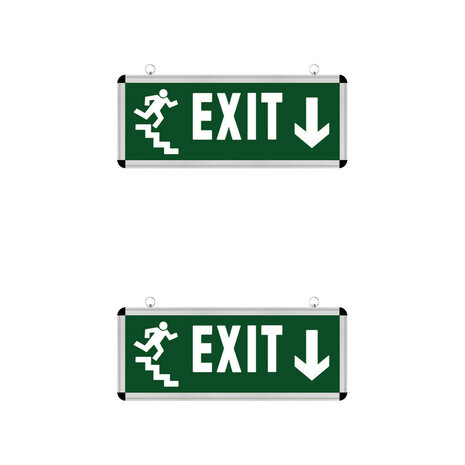 LED Noodverlichting Exit - 2 Pack - Omlaag - Hangend - 3W
