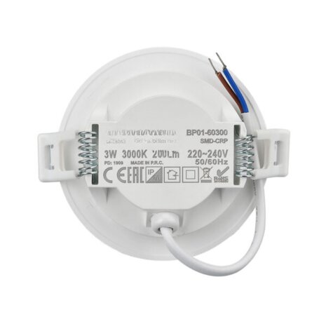 Braytron - LED Downlight Slim - Inbouw Rond 3W - Helder/Koud Wit 6000K - Mat Wit Aluminium - &Oslash;85mm - IP40