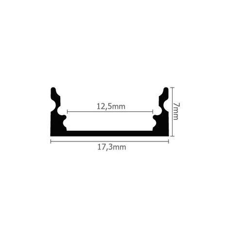 LED Strip Profiel - Zwart Aluminium - 1 Meter - 17.1x8mm - Opbouw