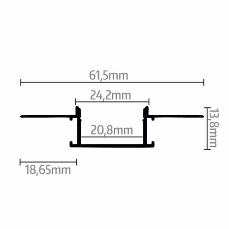 LED Strip Profiel - Zilver Aluminium - 2 Meter - 61.5x13.8mm - Inbouw 