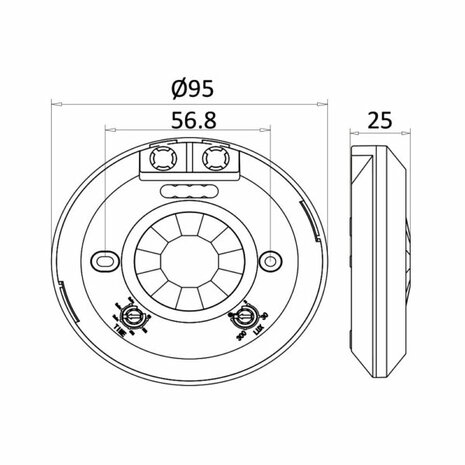 Bewegingssensor -  Opbouw Rond - Mat Wit Kunststof - 360&deg; 800W