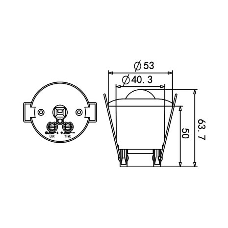 Bewegingssensor - PIR PLAFONDSENSOR - Inbouw Rond - Mat Wit Kunststof - 360&deg; 1200W