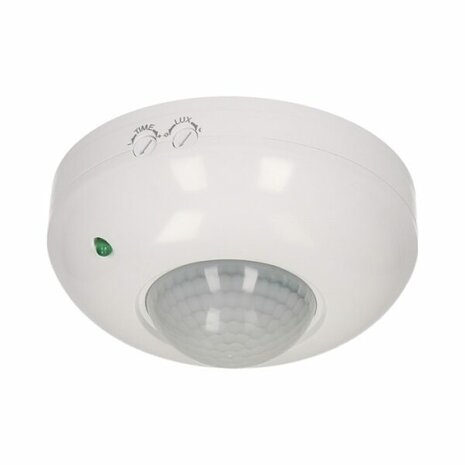 PIR Bewegingsmelder /Bewegingssensor 360&deg; nominale belasting 1200W; IP20; werkt met LED&#039;s; detectiebereik 360 graden; wit