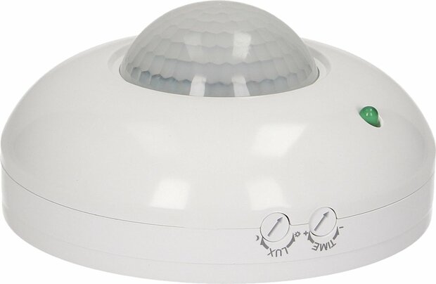 PIR Bewegingsmelder /Bewegingssensor 360&deg; nominale belasting 1200W; IP20; werkt met LED&#039;s; detectiebereik 360 graden; wit