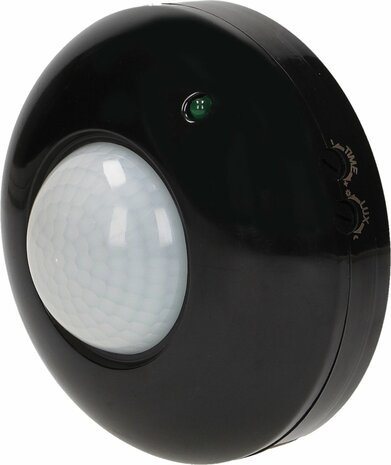 PIR bewegingssensor binnen voor lamp - Bewegingsmelder plafond - Motion sensor 360&deg; - Doorgangsmelder 2000 Lux - Zwart
