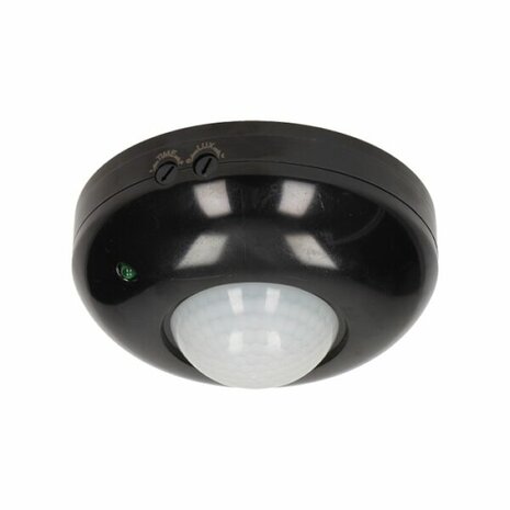 PIR bewegingssensor binnen voor lamp - Bewegingsmelder plafond - Motion sensor 360&deg; - Doorgangsmelder 2000 Lux - Zwart