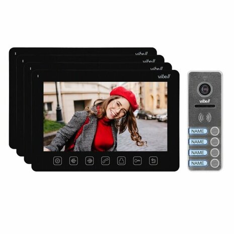  NOVEO MULTI4 a four-family video door phone set, LCD 7&Prime; monitor, black