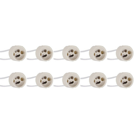 GU10 Fitting/Houder 10 Pack - Keramisch - 15cm Draad
