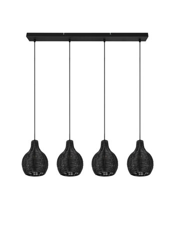 Reality - Sprout  Hanglamp - Hangverlichting - E14 Fitting - 4-lichts - Rechthoek - Zwart - Hout