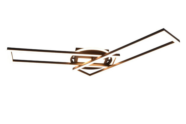 Reality Twister - LED Plafondlamp - Plafondverlichting - 30W - Aanpasbare Kleur - Afstandsbediening - Dimbaar - Rechthoek - Zwart - Aluminium