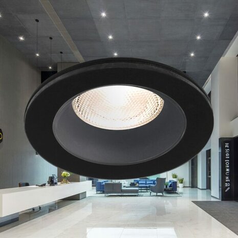 Inbouwspots - Rond Inbouw spot - Zwart - &Oslash; 89 mm - Geschikt voor Badkamer - IP54