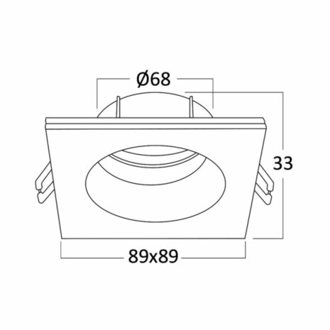 inbouwspots - Vierkant Inbouw spot - Wit - 89mm - Geschikt voor Badkamer - IP54