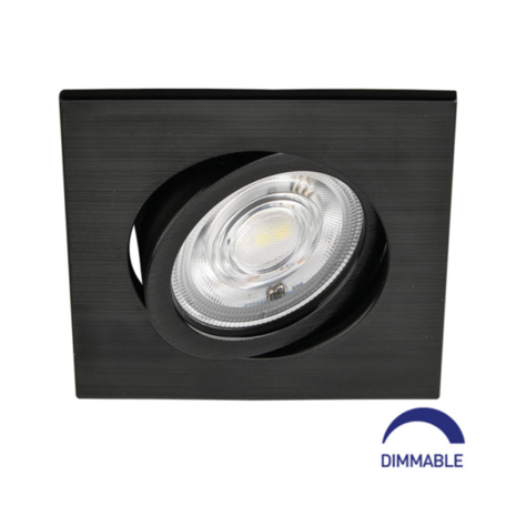 LED Spot - Inbouwspot - 7W - CCT 3000K 4000K 6000K - Mat Zwart - Vierkant - Kantelbaar - Dimbaar