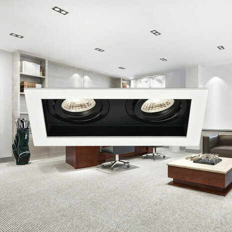 Inbouwspots - Vierkant Inbouw spot - Mat Wit/Zwart - 185mm - Geschikt voor LED