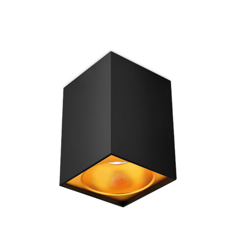 Downlight - Opbouw Vierkant - GU10 Fitting - Mat zwart/goudAluminium - 97mm