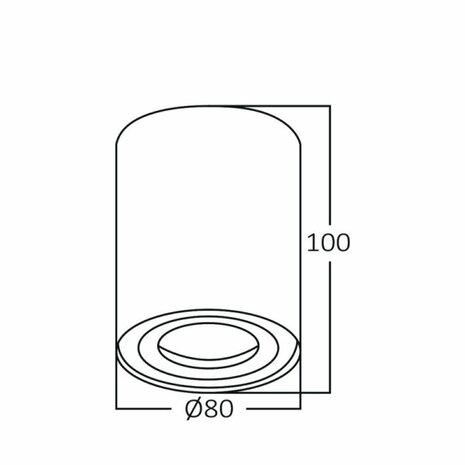 Downlight - Opbouw Rond - GU10 Fitting - Mat Zwart Aluminium - &Oslash;80mm