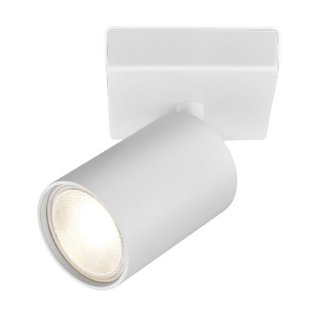 Plafondspot - GU10 Fitting - 1-lichts - Rond - Mat Wit - Kantelbaar - Aluminium