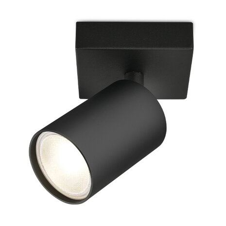Plafondspot - GU10 Fitting - 1-lichts - Rond - Mat Zwart - Kantelbaar - Aluminium
