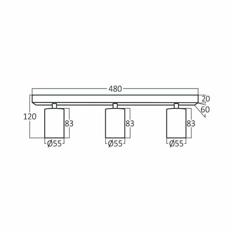 Plafondspot -  GU10 Fitting - 3-lichts - Rond - Mat Wit - Kantelbaar - Aluminium