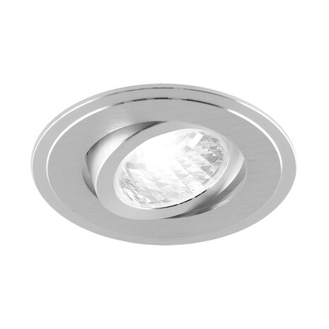 Inbouwspots - Rond Inbouw spot - Zilver - Geborsteld - Kantelbaar - &Oslash; 92 mm - Geschikt voor LED